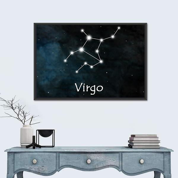 Virgo Horoscope Constellation Canvas Wall Art-1 Piece-Floating Frame-24" x 16"-Tiaracle
