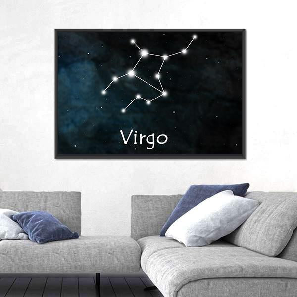Virgo Horoscope Constellation Canvas Wall Art-5 Horizontal-Gallery Wrap-22" x 12"-Tiaracle