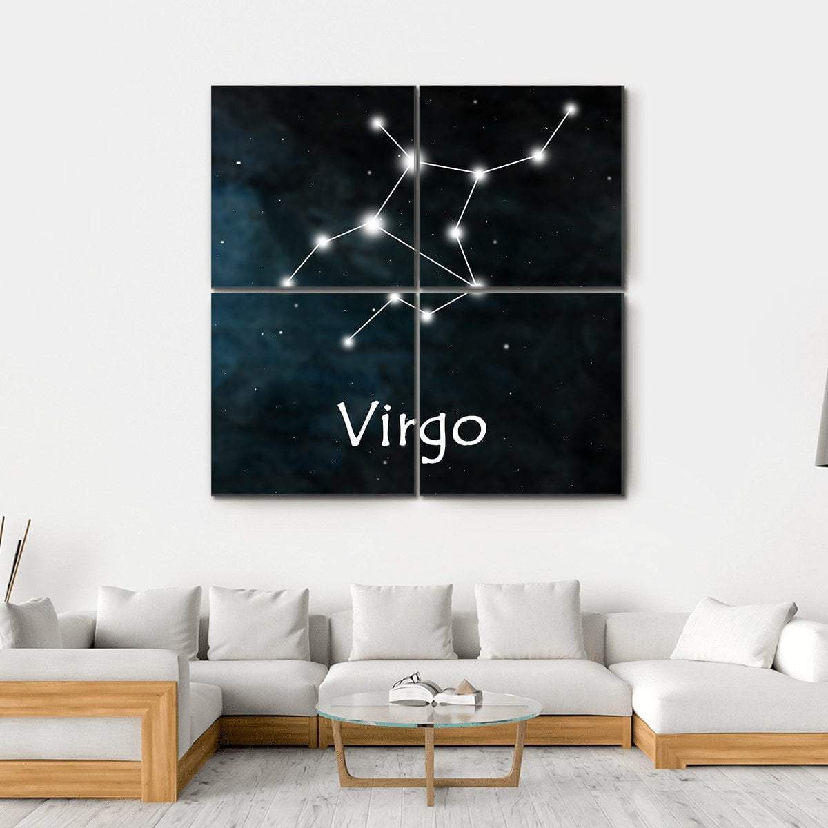 Virgo Horoscope Constellation Canvas Wall Art-4 Square-Gallery Wrap-17" x 17"-Tiaracle