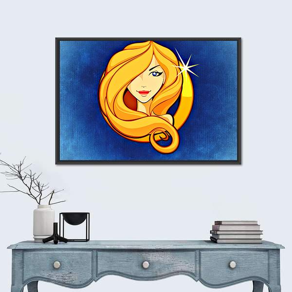 Virgo Zodiac Sign Canvas Wall Art-1 Piece-Floating Frame-24" x 16"-Tiaracle