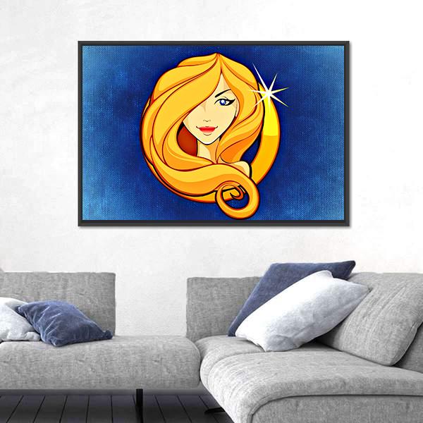Virgo Zodiac Sign Canvas Wall Art-5 Horizontal-Gallery Wrap-22" x 12"-Tiaracle