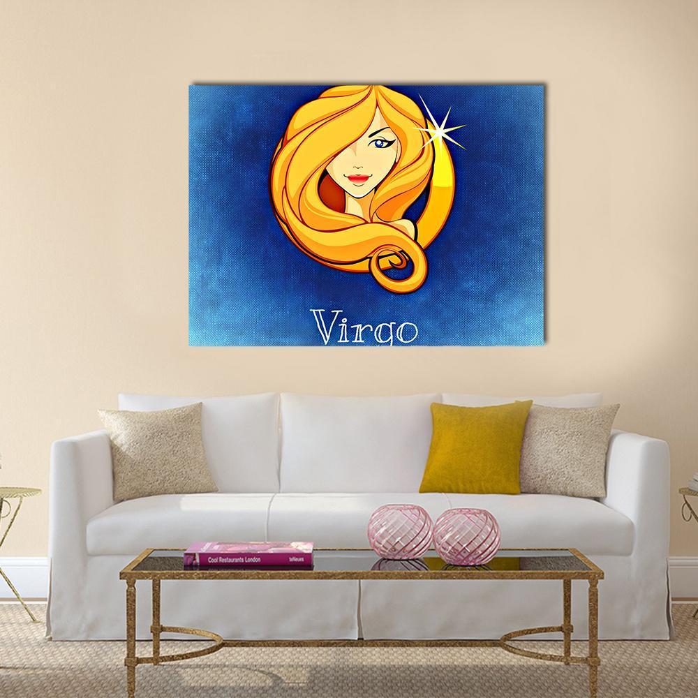 Virgo Zodiac Sign Canvas Wall Art-4 Pop-Gallery Wrap-34" x 20"-Tiaracle