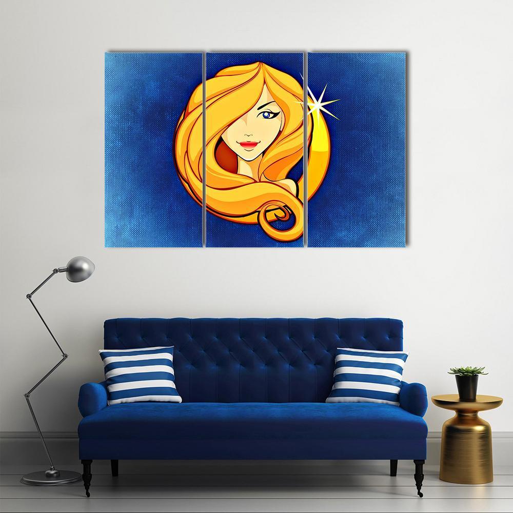 Virgo Zodiac Sign Canvas Wall Art-3 Horizontal-Gallery Wrap-25" x 16"-Tiaracle