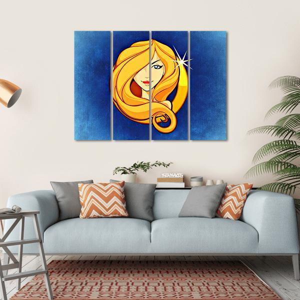 Virgo Zodiac Sign Canvas Wall Art-4 Horizontal-Gallery Wrap-34" x 24"-Tiaracle