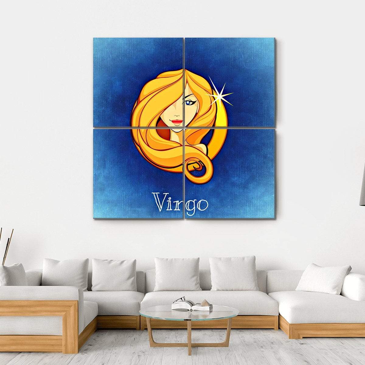 Virgo Zodiac Sign Canvas Wall Art-4 Square-Gallery Wrap-17" x 17"-Tiaracle