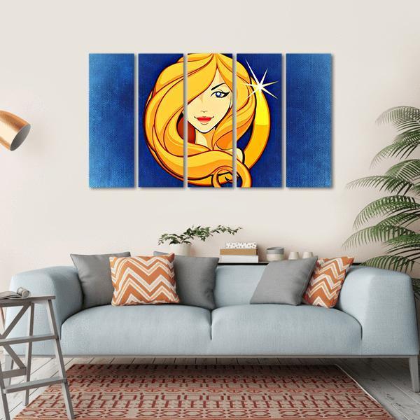 Virgo Zodiac Sign Canvas Wall Art-5 Horizontal-Gallery Wrap-22" x 12"-Tiaracle
