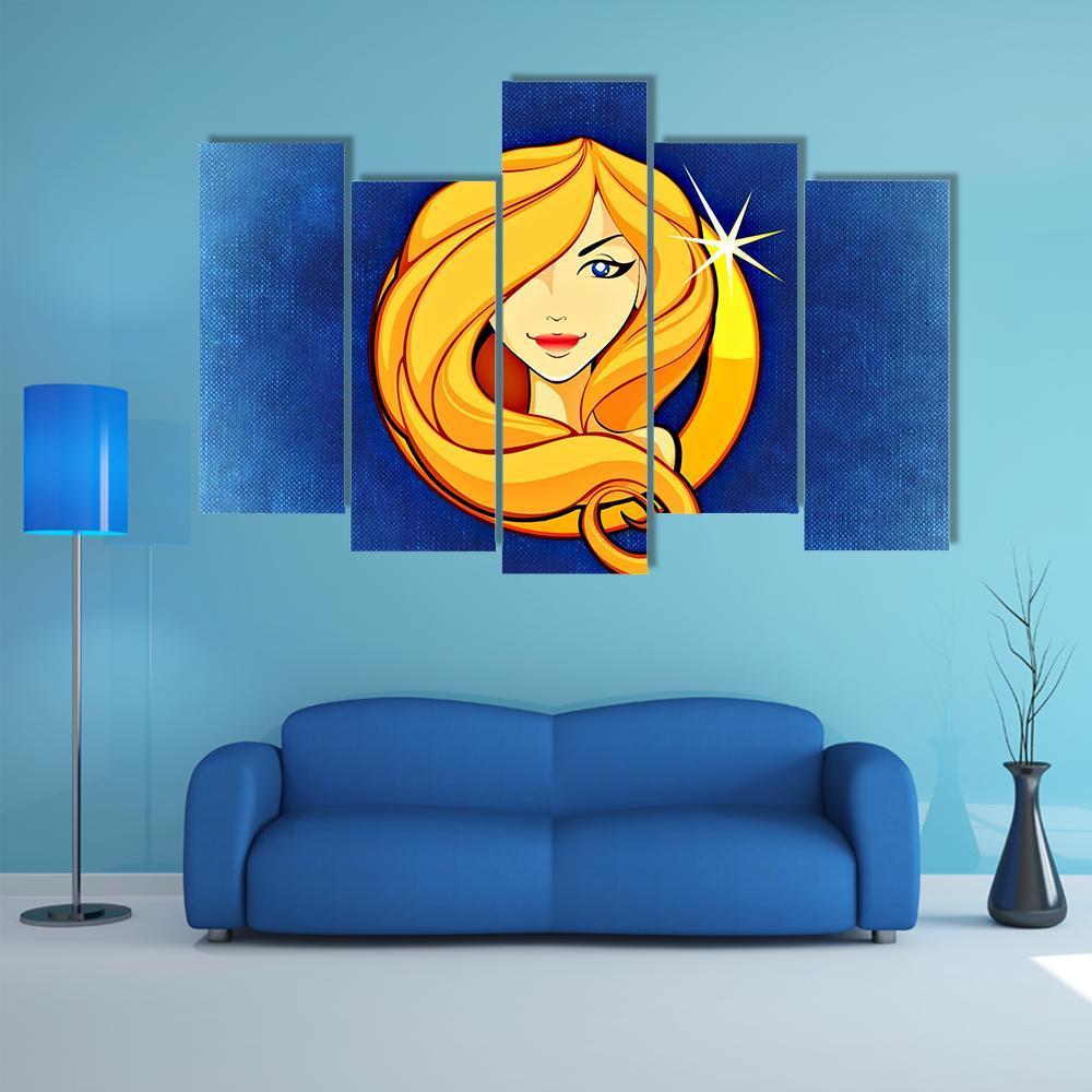 Virgo Zodiac Sign Canvas Wall Art-5 Pop-Gallery Wrap-32" x 21"-Tiaracle