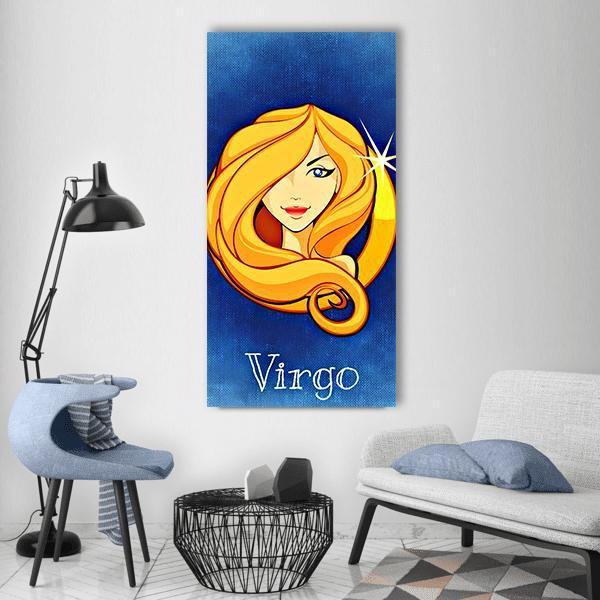 Virgo Zodiac Sign Vertical Canvas Wall Art-1 Vertical-Gallery Wrap-12" x 24"-Tiaracle