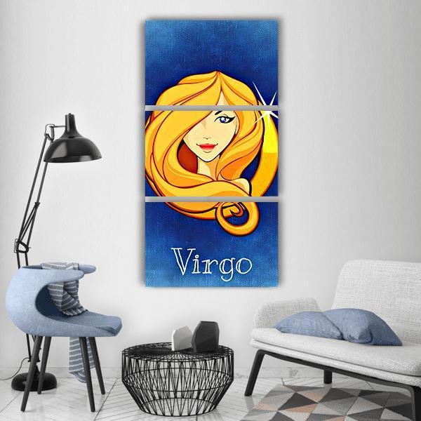 Virgo Zodiac Sign Vertical Canvas Wall Art-3 Vertical-Gallery Wrap-12" x 25"-Tiaracle