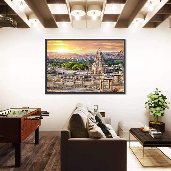 Virupaksha Temple At Sunset In India Canvas Wall Art-3 Horizontal-Gallery Wrap-25" x 16"-Tiaracle