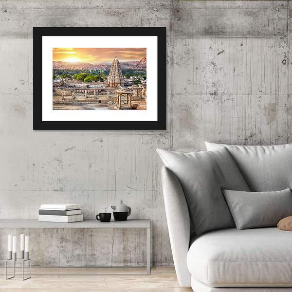 Virupaksha Temple At Sunset In India Canvas Wall Art-5 Horizontal-Gallery Wrap-22" x 12"-Tiaracle