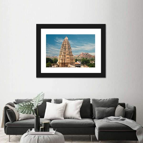 Virupaksha Temple Hampi Canvas Wall Art-1 Piece-Framed Print-20" x 16"-Tiaracle