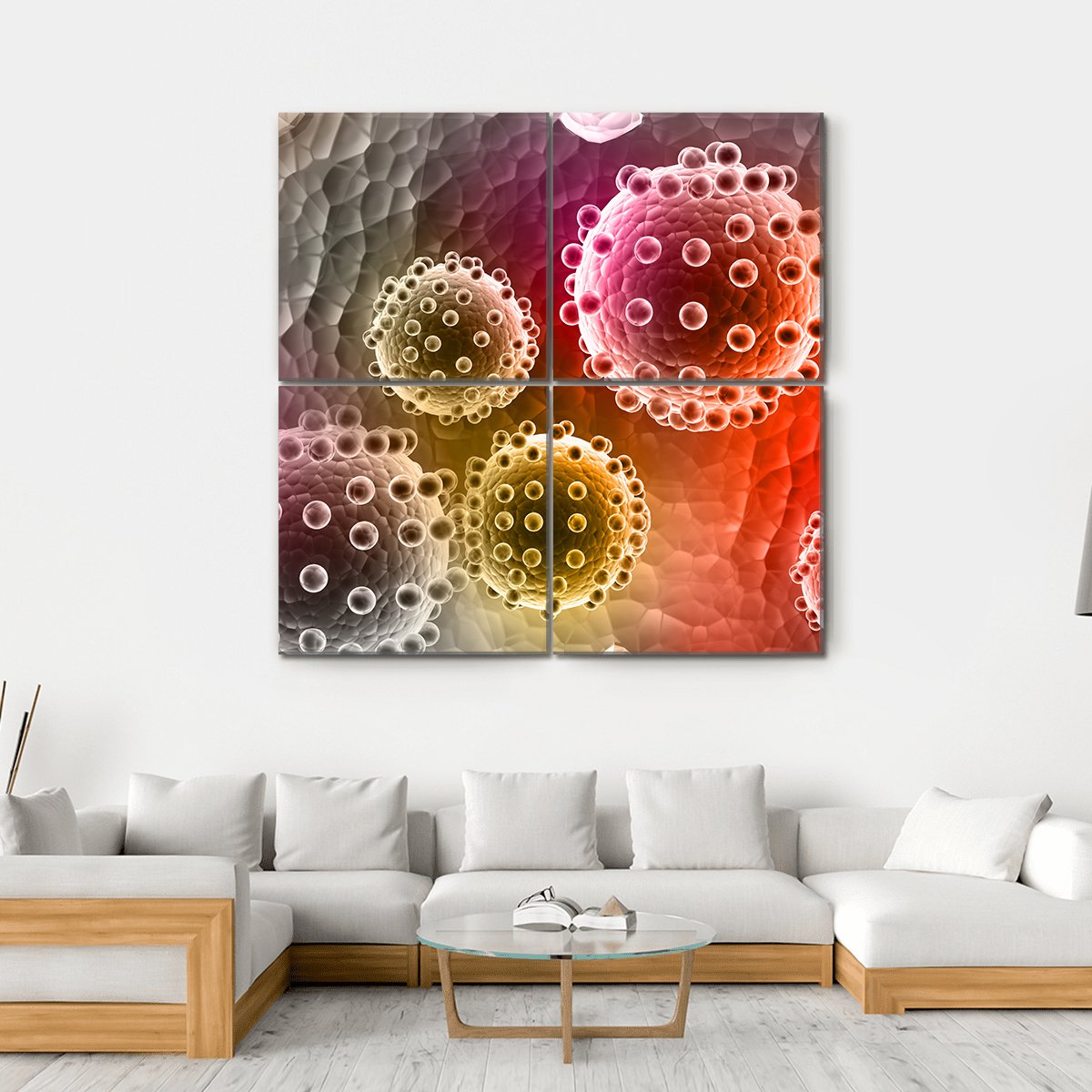 Virus Close-up Canvas Wall Art-4 Square-Gallery Wrap-17" x 17"-Tiaracle