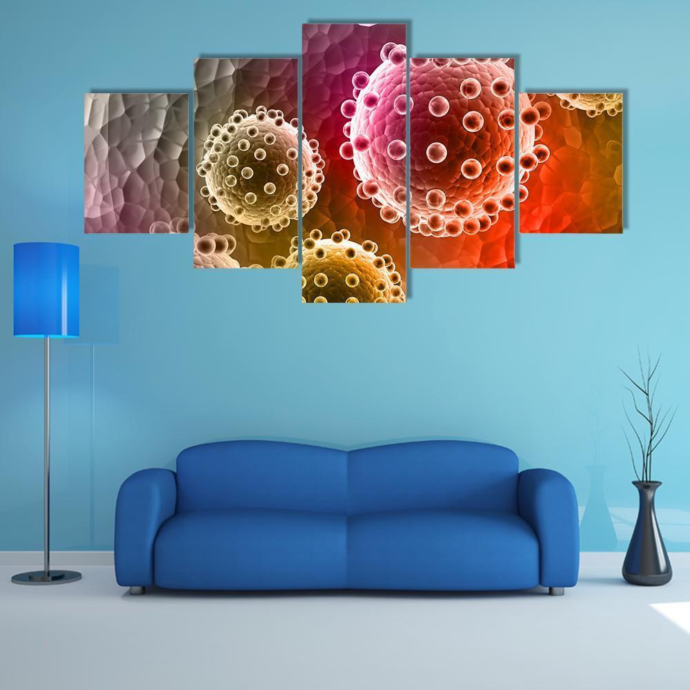 Virus Canvas Wall Art-5 Star-Gallery Wrap-62" x 32"-Tiaracle