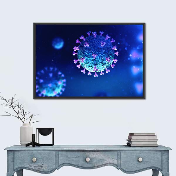 Virus Under The Microscope Canvas Wall Art-1 Piece-Floating Frame-24" x 16"-Tiaracle