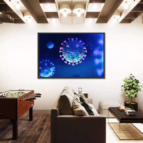 Virus Under The Microscope Canvas Wall Art-5 Horizontal-Gallery Wrap-22" x 12"-Tiaracle
