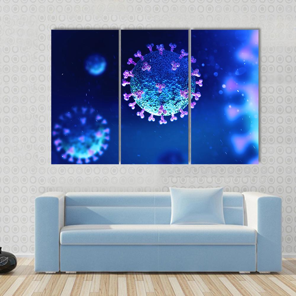 Virus Under The Microscope Canvas Wall Art-3 Horizontal-Gallery Wrap-25" x 16"-Tiaracle