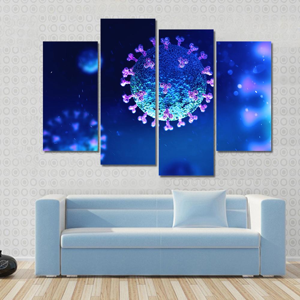 Virus Under The Microscope Canvas Wall Art-4 Pop-Gallery Wrap-34" x 20"-Tiaracle