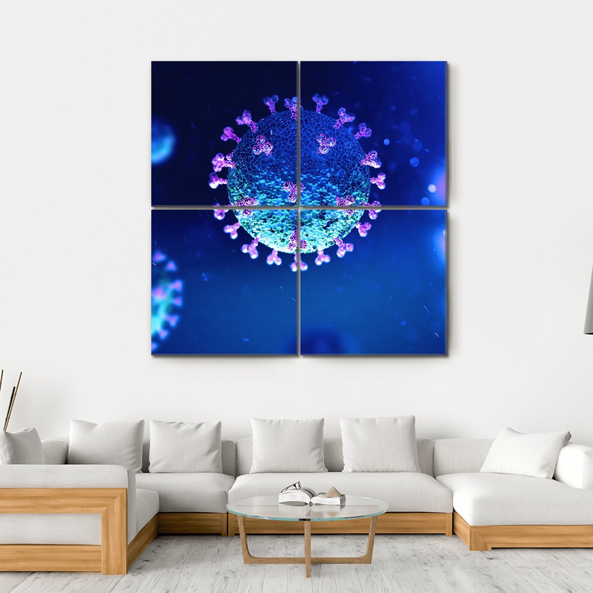 Virus Under The Microscope Canvas Wall Art-4 Horizontal-Gallery Wrap-34" x 24"-Tiaracle
