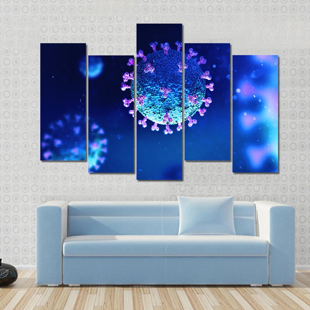 Virus Under The Microscope Canvas Wall Art-5 Pop-Gallery Wrap-32" x 21"-Tiaracle