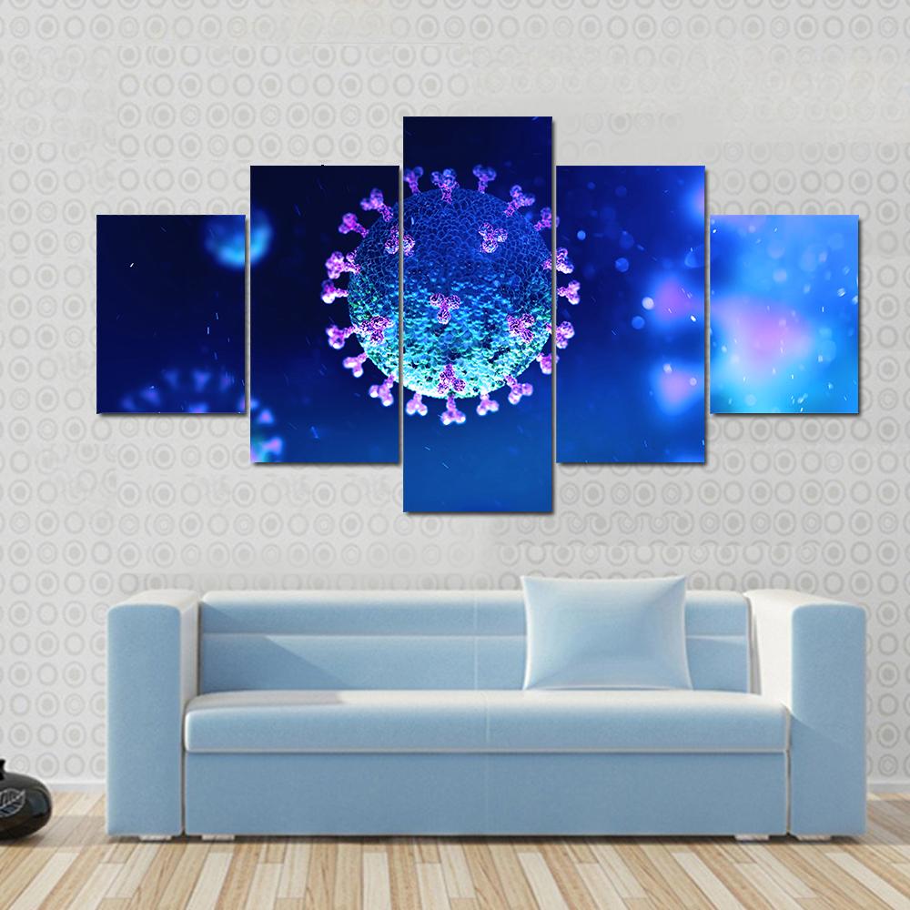 Virus Under The Microscope Canvas Wall Art-5 Star-Gallery Wrap-42" x 21"-Tiaracle
