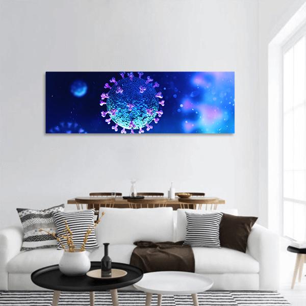 Virus Under The Microscope Panoramic Canvas Wall Art-1 Piece-36" x 12"-Tiaracle