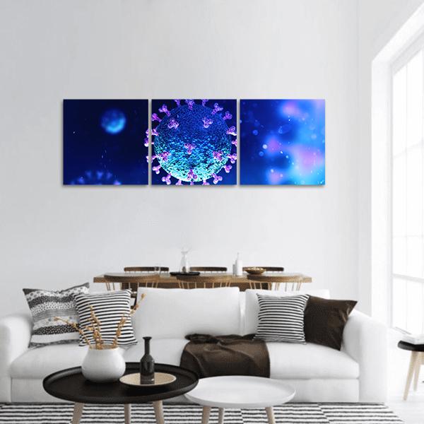 Virus Under The Microscope Panoramic Canvas Wall Art-3 Piece-25" x 08"-Tiaracle