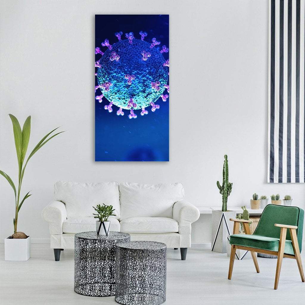Virus Under The Microscope Vertical Canvas Wall Art-1 Vertical-Gallery Wrap-12" x 24"-Tiaracle