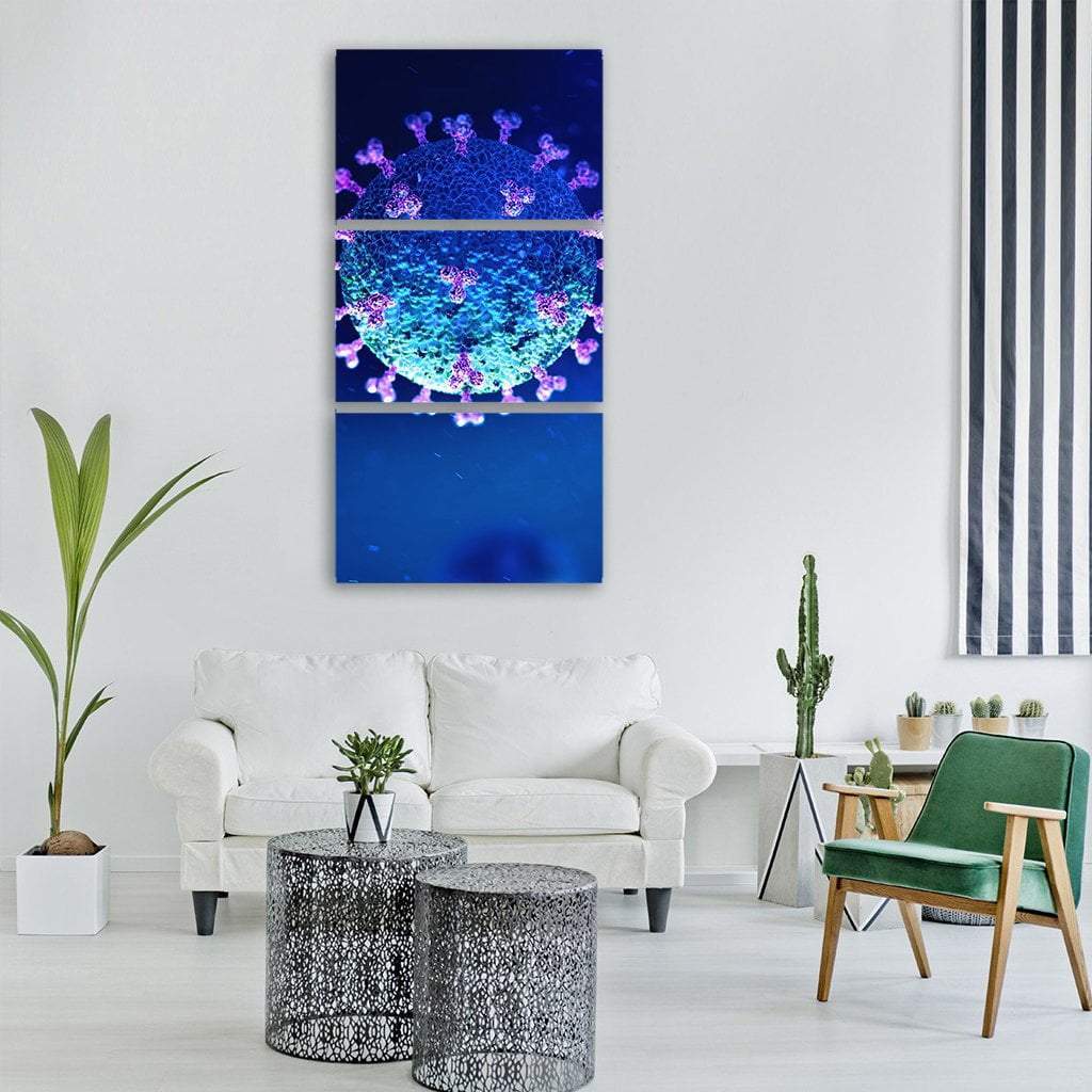 Virus Under The Microscope Vertical Canvas Wall Art-3 Vertical-Gallery Wrap-12" x 25"-Tiaracle