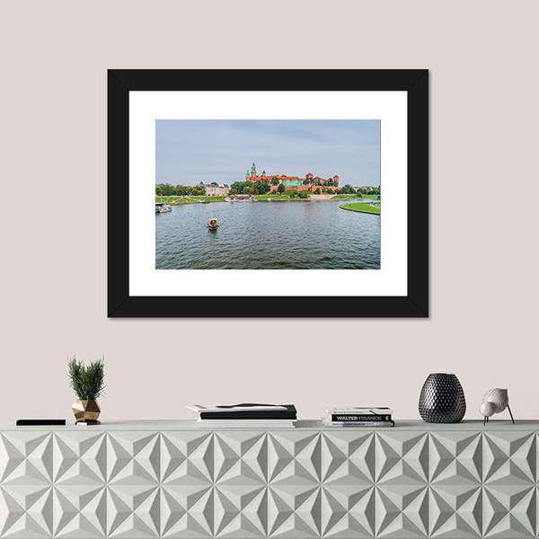 Vistula River In Front Of Wawel Castle Canvas Wall Art-1 Piece-Framed Print-20" x 16"-Tiaracle