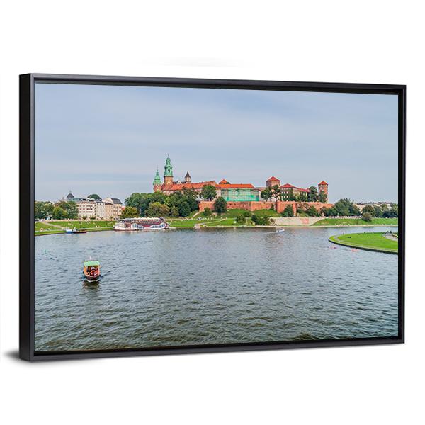Vistula River In Front Of Wawel Castle Canvas Wall Art-3 Horizontal-Gallery Wrap-25" x 16"-Tiaracle