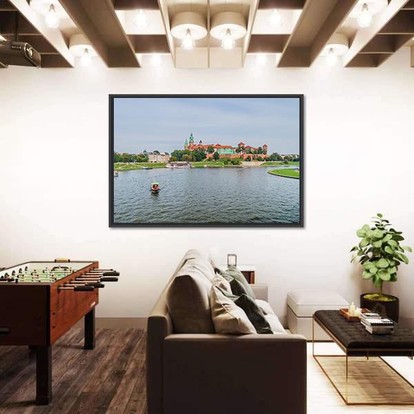 Vistula River In Front Of Wawel Castle Canvas Wall Art-3 Horizontal-Gallery Wrap-25" x 16"-Tiaracle