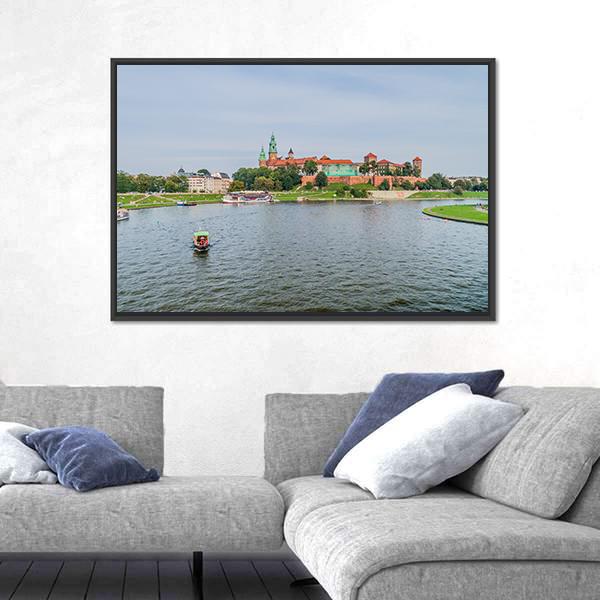 Vistula River In Front Of Wawel Castle Canvas Wall Art-3 Horizontal-Gallery Wrap-25" x 16"-Tiaracle