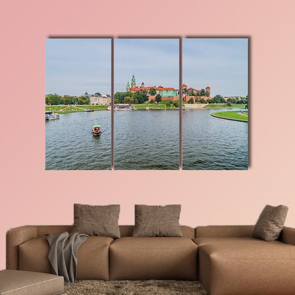 Vistula River In Front Of Wawel Castle Canvas Wall Art-3 Horizontal-Gallery Wrap-25" x 16"-Tiaracle