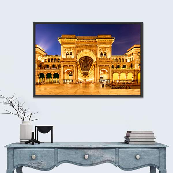 Vittorio Emanuele II Gallery In Milan Canvas Wall Art-1 Piece-Floating Frame-24" x 16"-Tiaracle