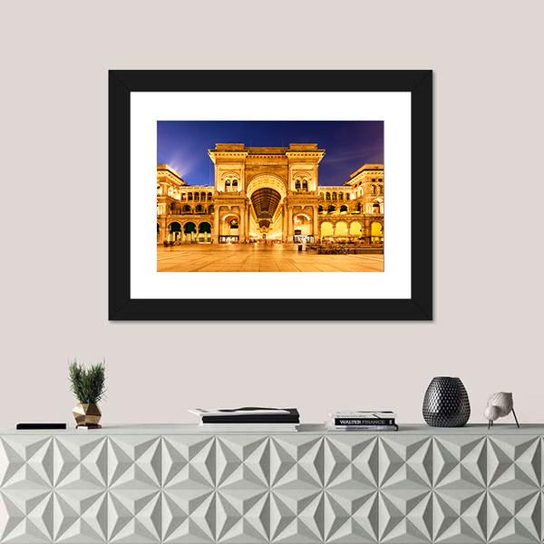 Vittorio Emanuele II Gallery In Milan Canvas Wall Art-1 Piece-Framed Print-20" x 16"-Tiaracle