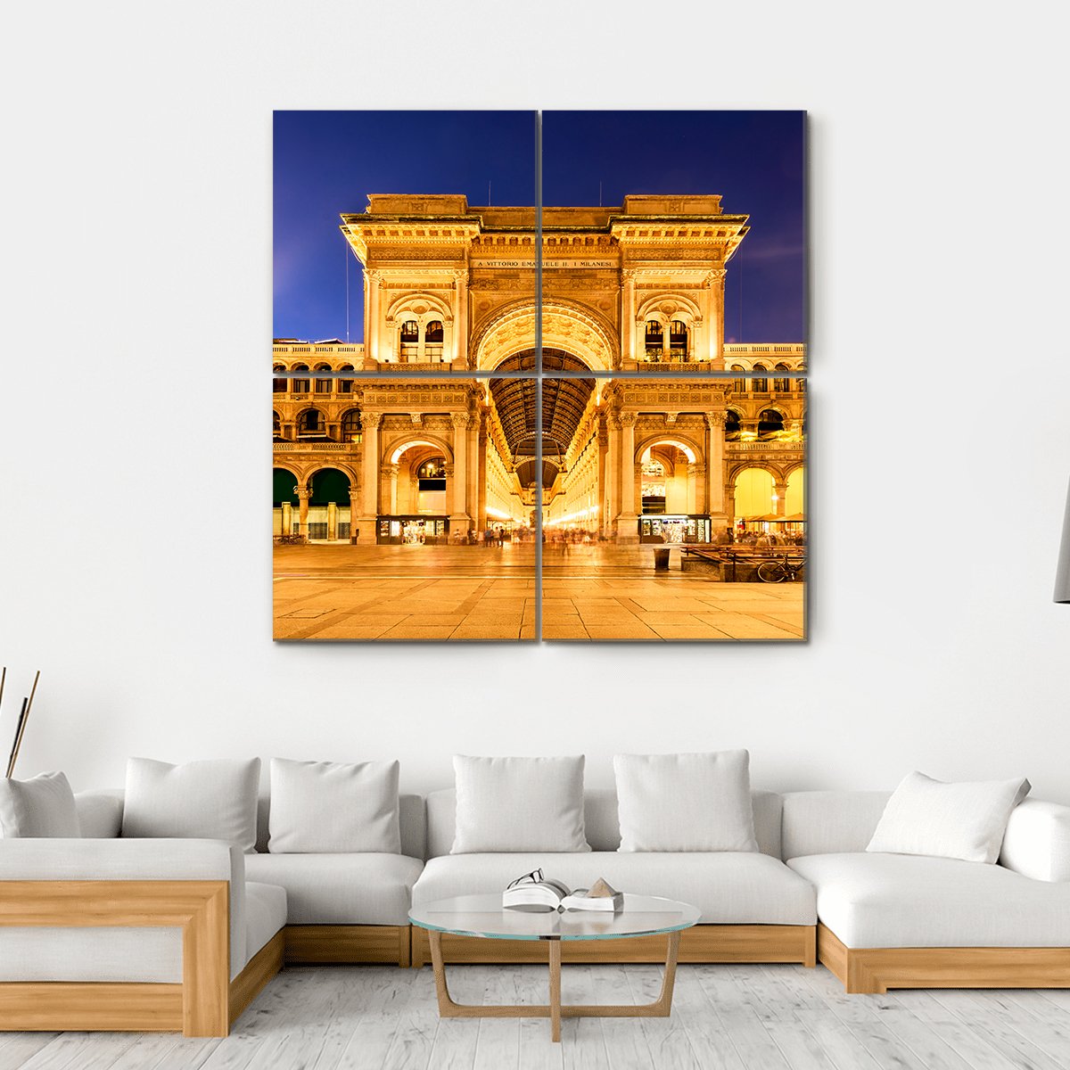Vittorio Emanuele II Gallery In Milan Canvas Wall Art-4 Square-Gallery Wrap-17" x 17"-Tiaracle