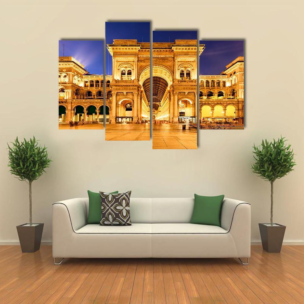 Vittorio Emanuele II Gallery In Milan Canvas Wall Art-4 Pop-Gallery Wrap-50" x 32"-Tiaracle
