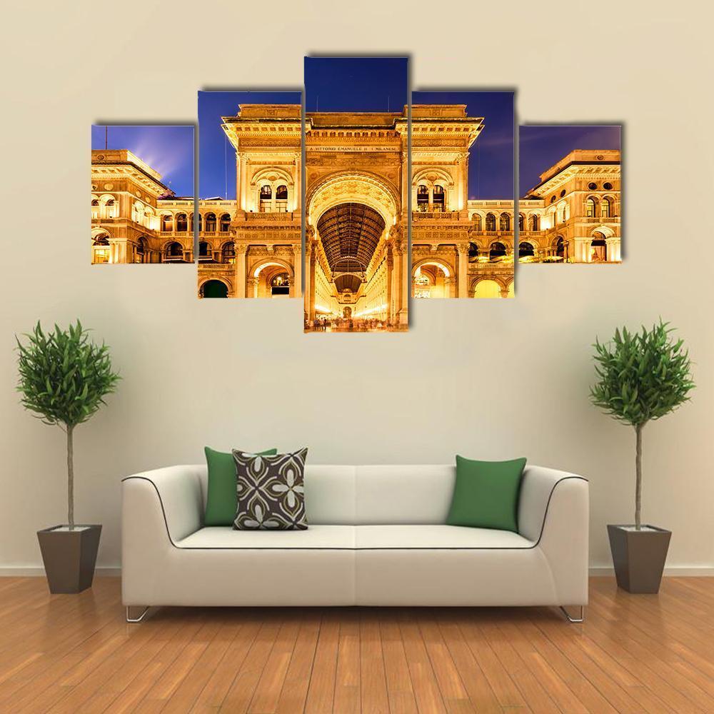 Vittorio Emanuele II Gallery In Milan Canvas Wall Art-5 Star-Gallery Wrap-62" x 32"-Tiaracle