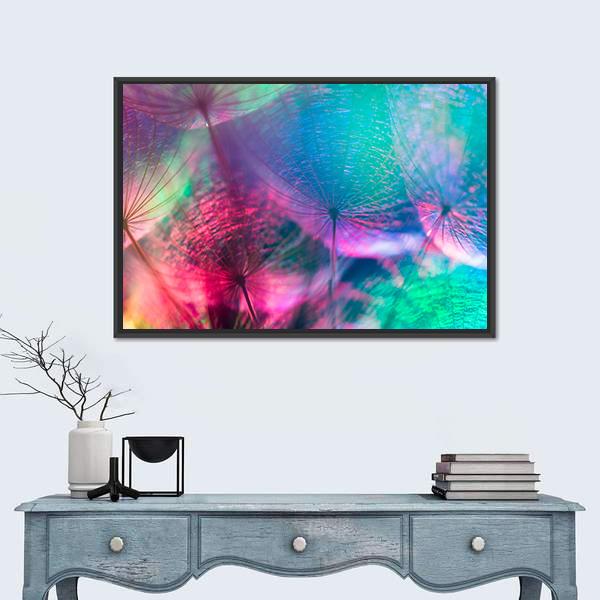 Vivid Color Abstract Dandelion Flower Canvas Wall Art-1 Piece-Floating Frame-24" x 16"-Tiaracle