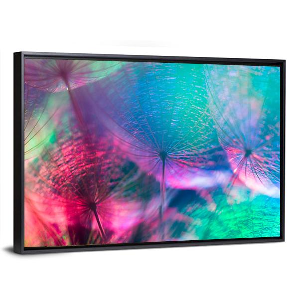 Vivid Color Abstract Dandelion Flower Canvas Wall Art-3 Horizontal-Gallery Wrap-25" x 16"-Tiaracle