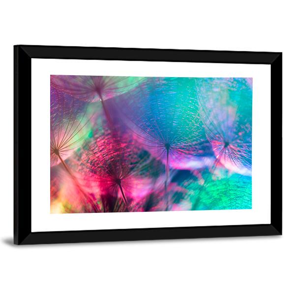 Vivid Color Abstract Dandelion Flower Canvas Wall Art-3 Horizontal-Gallery Wrap-25" x 16"-Tiaracle