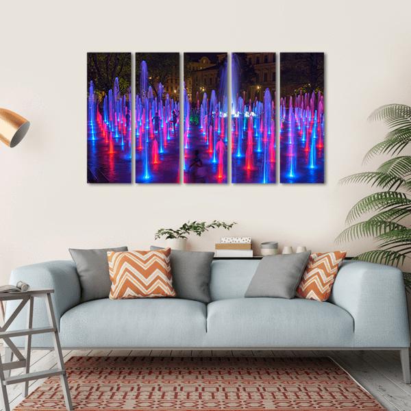 Vivid Color Fountain Water Canvas Wall Art-5 Horizontal-Gallery Wrap-22" x 12"-Tiaracle