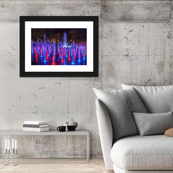 Vivid Color Fountain Water Canvas Wall Art-3 Horizontal-Gallery Wrap-25" x 16"-Tiaracle