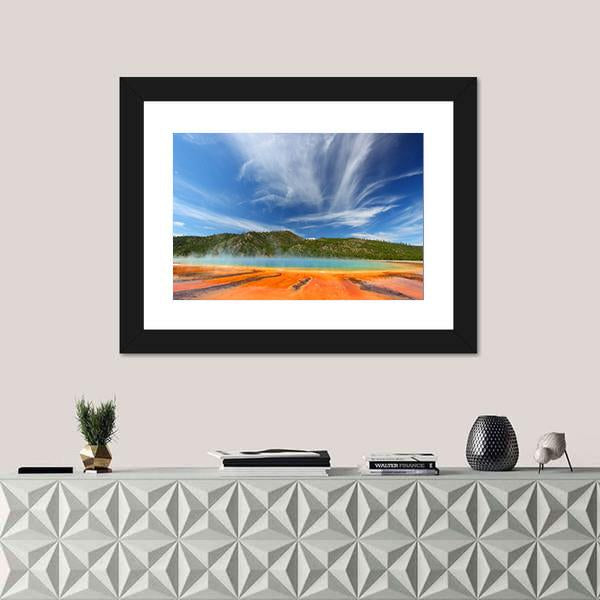 Vivid Colors Of Grand Prismatic Spring Canvas Wall Art-1 Piece-Framed Print-20" x 16"-Tiaracle