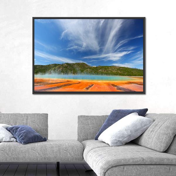 Vivid Colors Of Grand Prismatic Spring Canvas Wall Art-5 Horizontal-Gallery Wrap-22" x 12"-Tiaracle