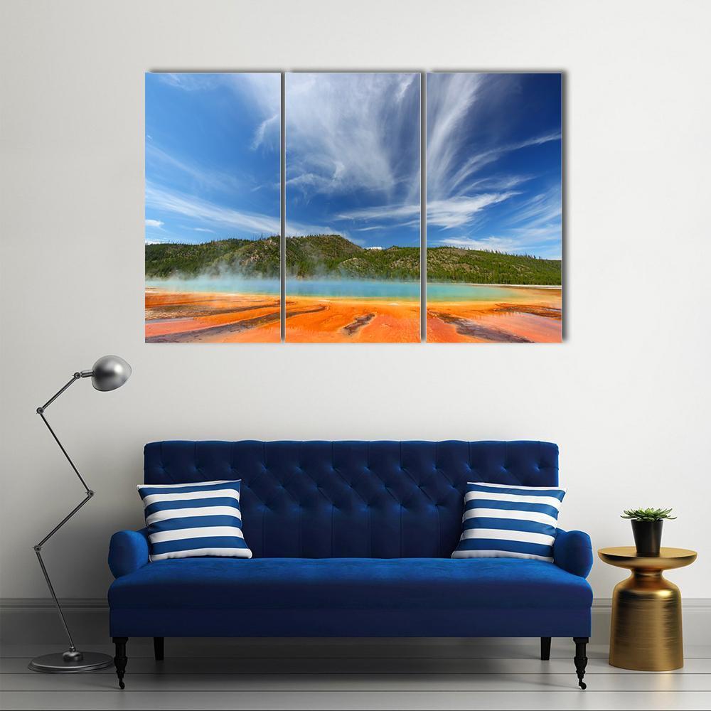 Vivid Colors Of Grand Prismatic Spring Canvas Wall Art-3 Horizontal-Gallery Wrap-37" x 24"-Tiaracle