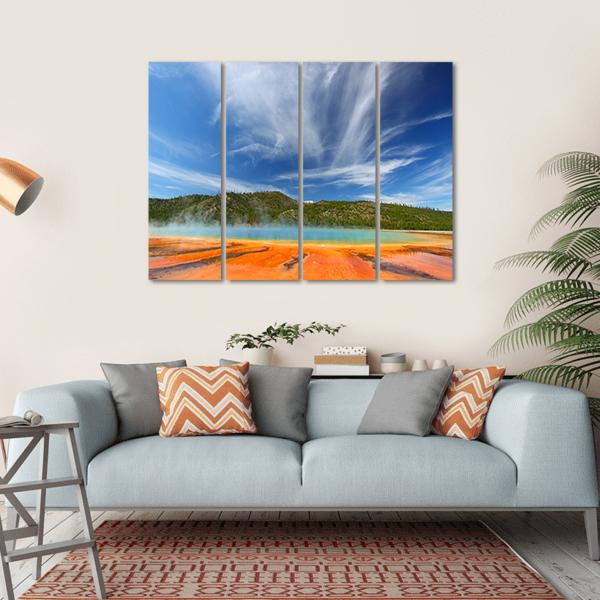 Vivid Colors Of Grand Prismatic Spring Canvas Wall Art-4 Horizontal-Gallery Wrap-34" x 24"-Tiaracle