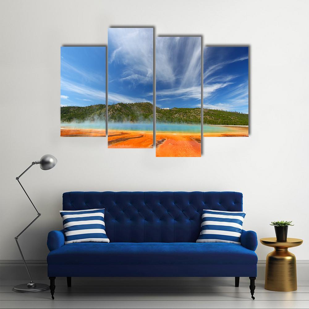 Vivid Colors Of Grand Prismatic Spring Canvas Wall Art-4 Pop-Gallery Wrap-50" x 32"-Tiaracle