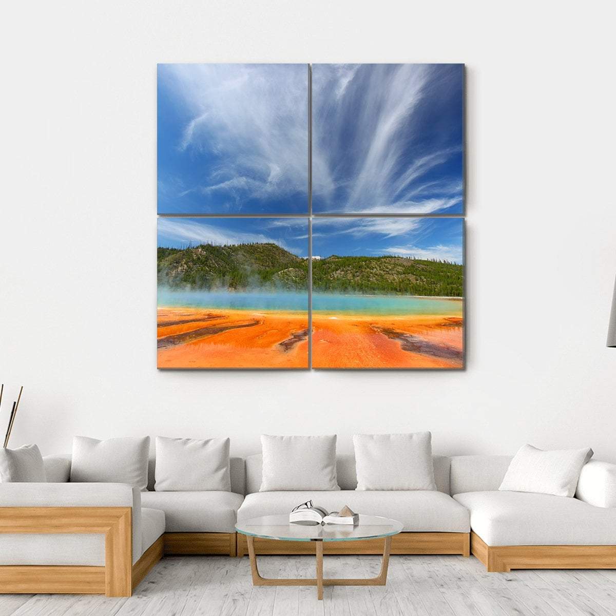 Vivid Colors Of Grand Prismatic Spring Canvas Wall Art-4 Square-Gallery Wrap-17" x 17"-Tiaracle